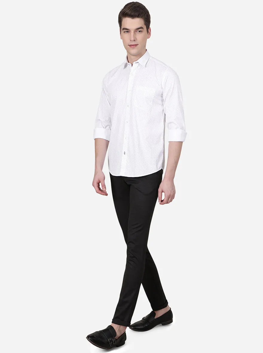 White Printed Slim Fit Casual Shirt | JadeBlue