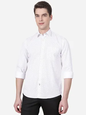 White Printed Slim Fit Casual Shirt | JadeBlue