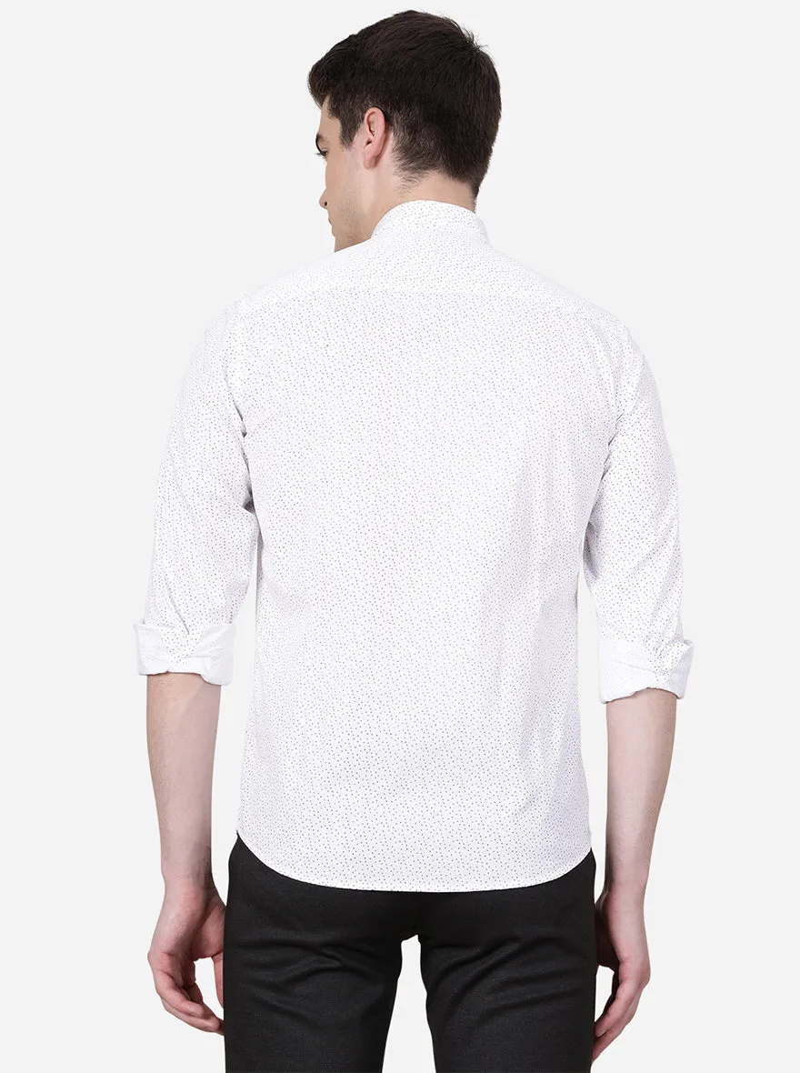 White Printed Slim Fit Casual Shirt | JadeBlue