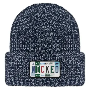 Wicked New England License Plate Leather Patch Chunky Knit