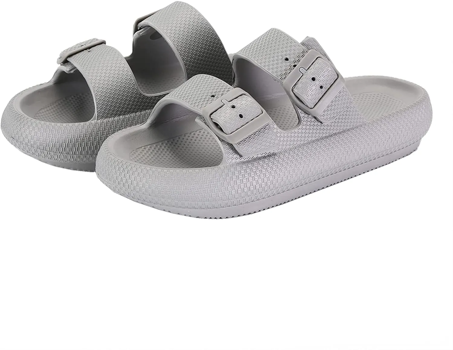 Women Men Cloud Slides for Quick Drying Non-Slip Double Buckle Pool Beach Sandals Open Toe Soft Thick Sole Cushioned Pillow Slippers Bathroom Massage Spa Shower Shoes