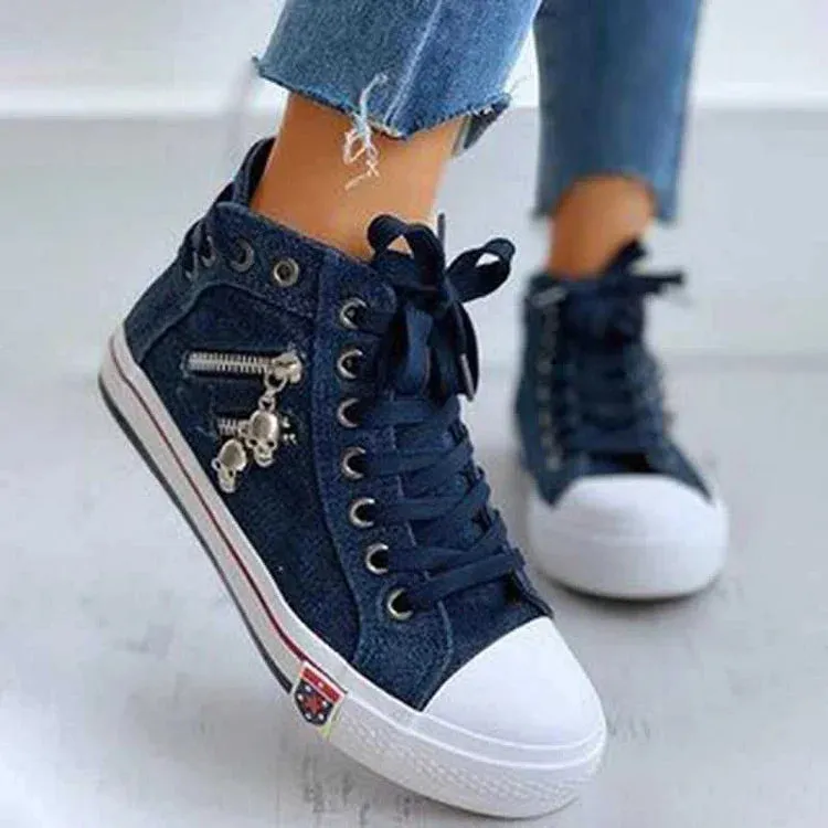 Women's Side Zipper Casual Sneakers