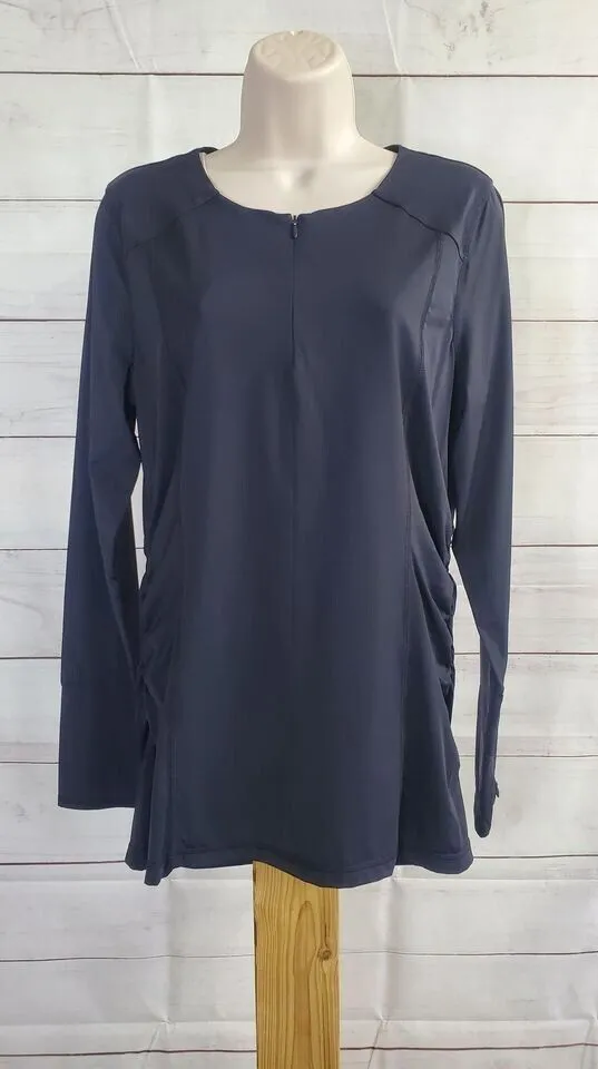 XSMALL BLACK A377792 zuda Z-Sol Knit Top w/ Ruching Detail