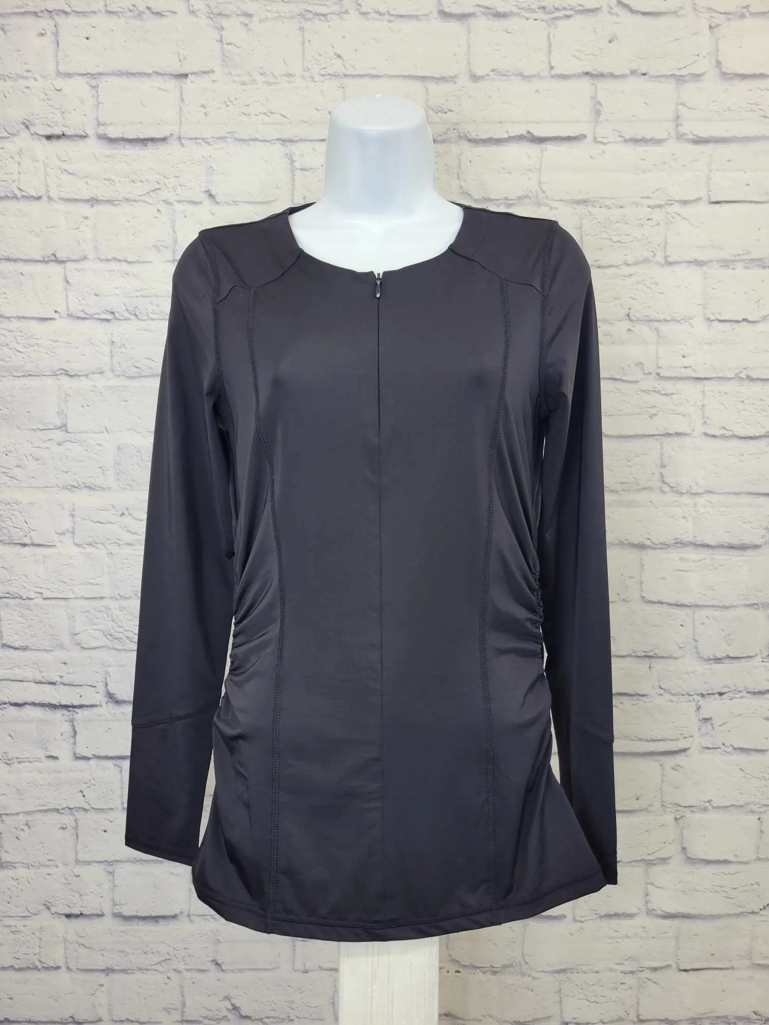 XSMALL BLACK A377792 zuda Z-Sol Knit Top w/ Ruching Detail