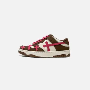 Y2K Red Cross Shoes with Stylish Mixed Color Pattern