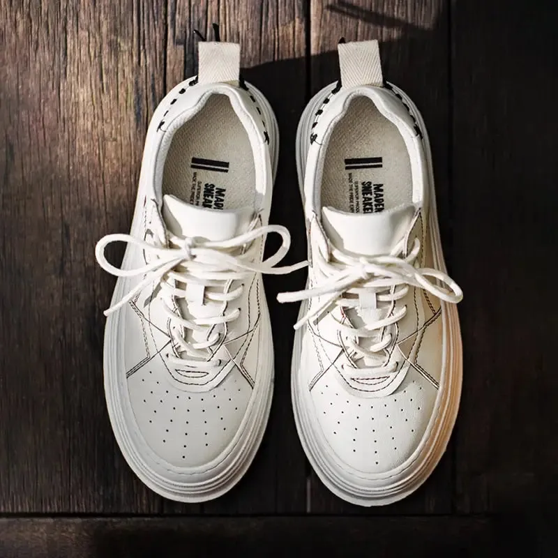 Y2K Stitched Leather Shoes for Streetwear Style