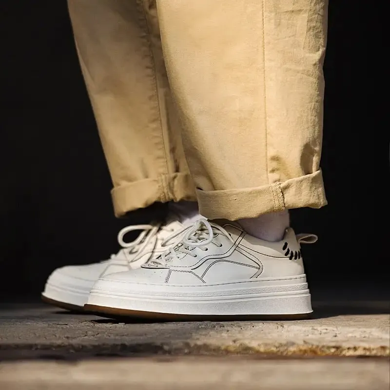 Y2K Stitched Leather Shoes for Streetwear Style