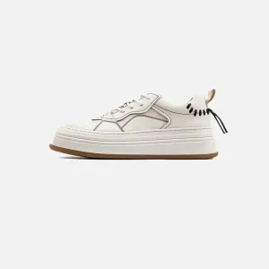 Y2K Stitched Leather Shoes for Streetwear Style