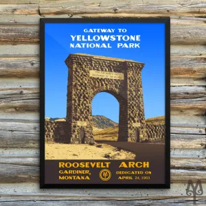 YNP Roosevelt Arch, framed poster