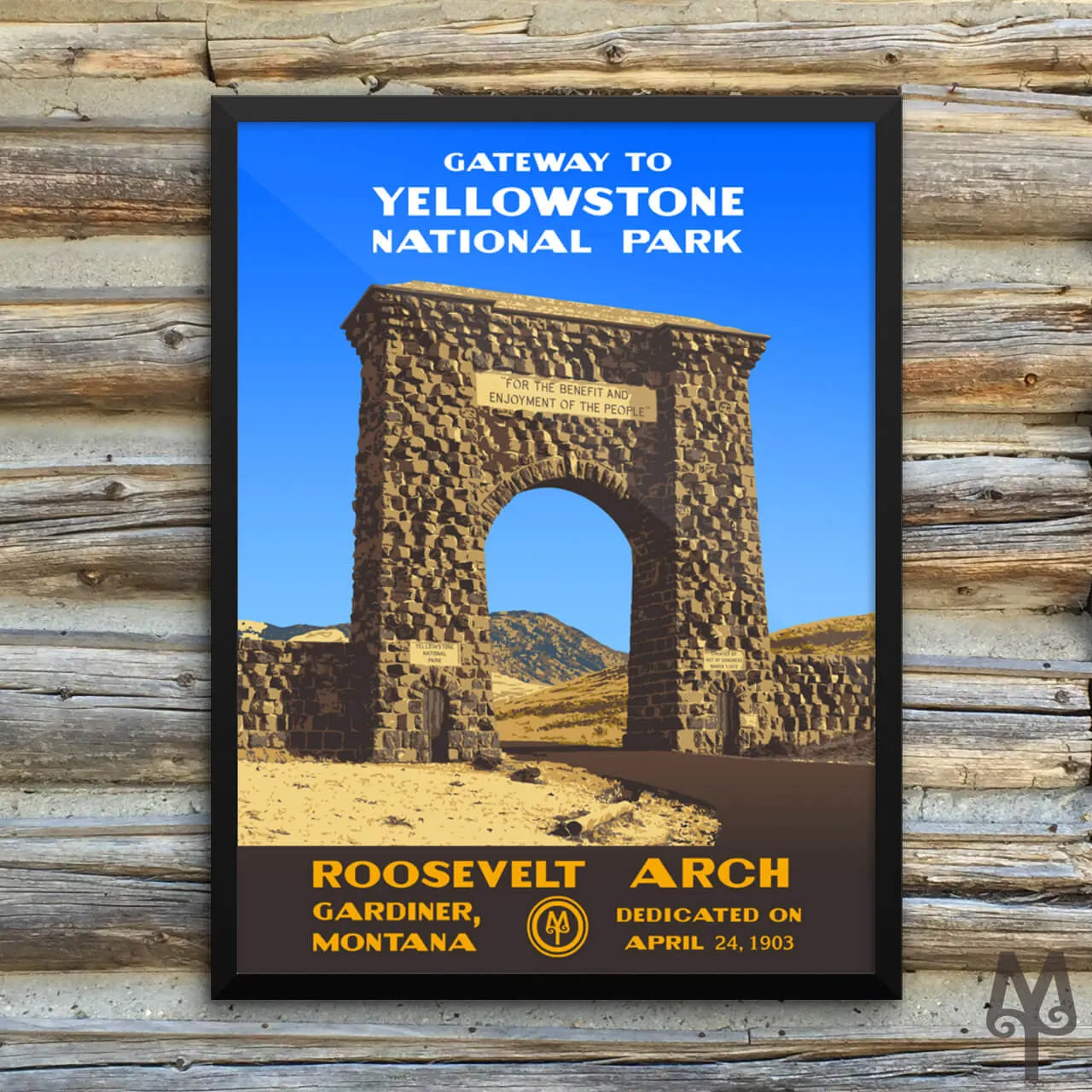 YNP Roosevelt Arch, framed poster