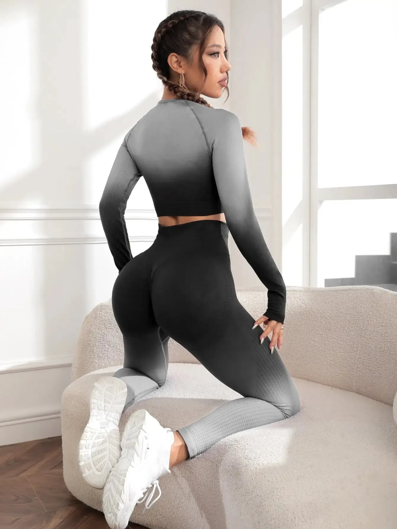 Yoga Gradient Quick Dry Top and Leggings Set