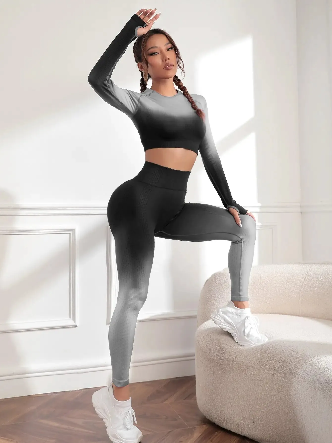 Yoga Gradient Quick Dry Top and Leggings Set