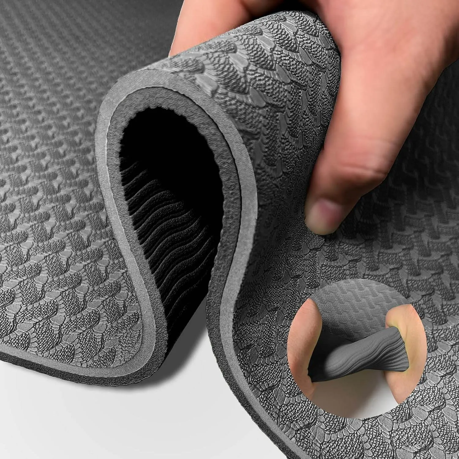 Yoga Mat 1/3 inch QMKGEC Exercise Mats 8mm TPE Non-Slip Extra Thick High-Density Eco Friendly for Yoga Workout Pilates Yoga Mats for Women Men