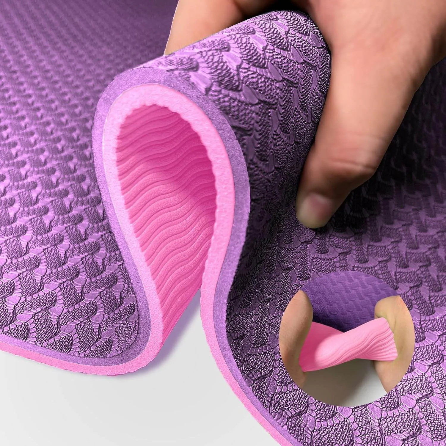 Yoga Mat 1/3 inch QMKGEC Exercise Mats 8mm TPE Non-Slip Extra Thick High-Density Eco Friendly for Yoga Workout Pilates Yoga Mats for Women Men