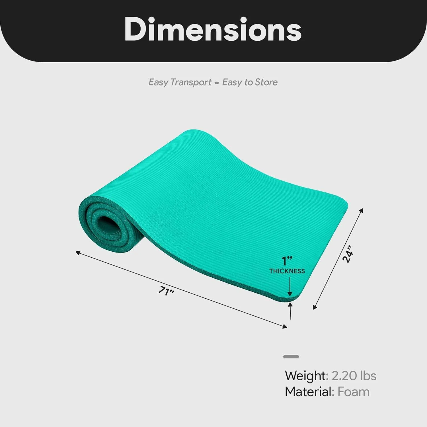 Yoga Mat, One-Inch Extra Thick High Density Exercise Mat, Anti-Tear Exercise Yoga Mat with Carrying Strap, Suitable for Various Yoga Exercises