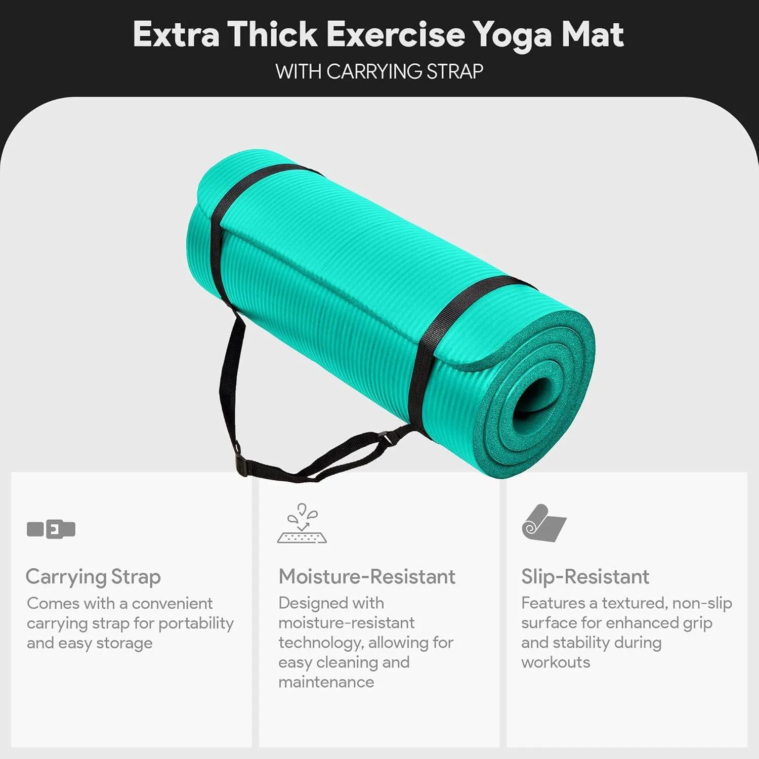 Yoga Mat, One-Inch Extra Thick High Density Exercise Mat, Anti-Tear Exercise Yoga Mat with Carrying Strap, Suitable for Various Yoga Exercises