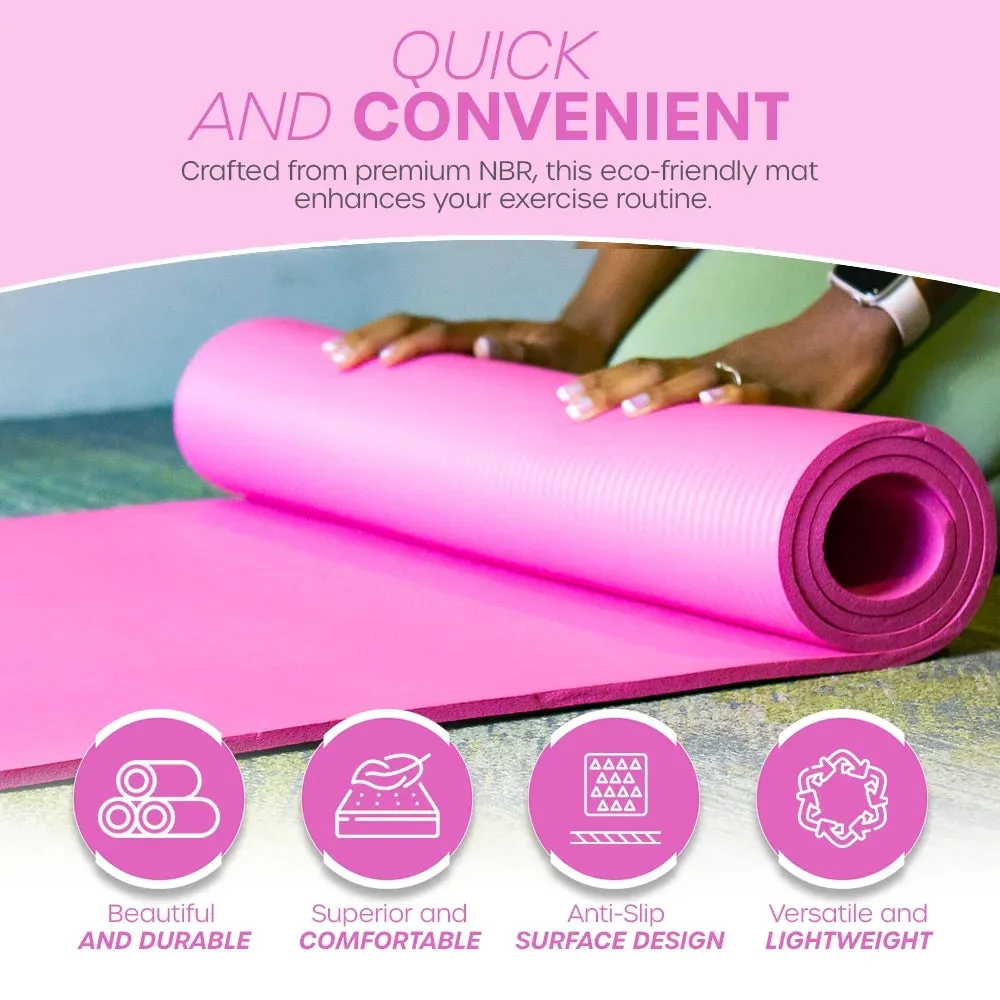 Yoga Mat with Carry Strap | Lightweight Yoga Mat for Pilates, Yoga | Free Ebook for Mat Workouts