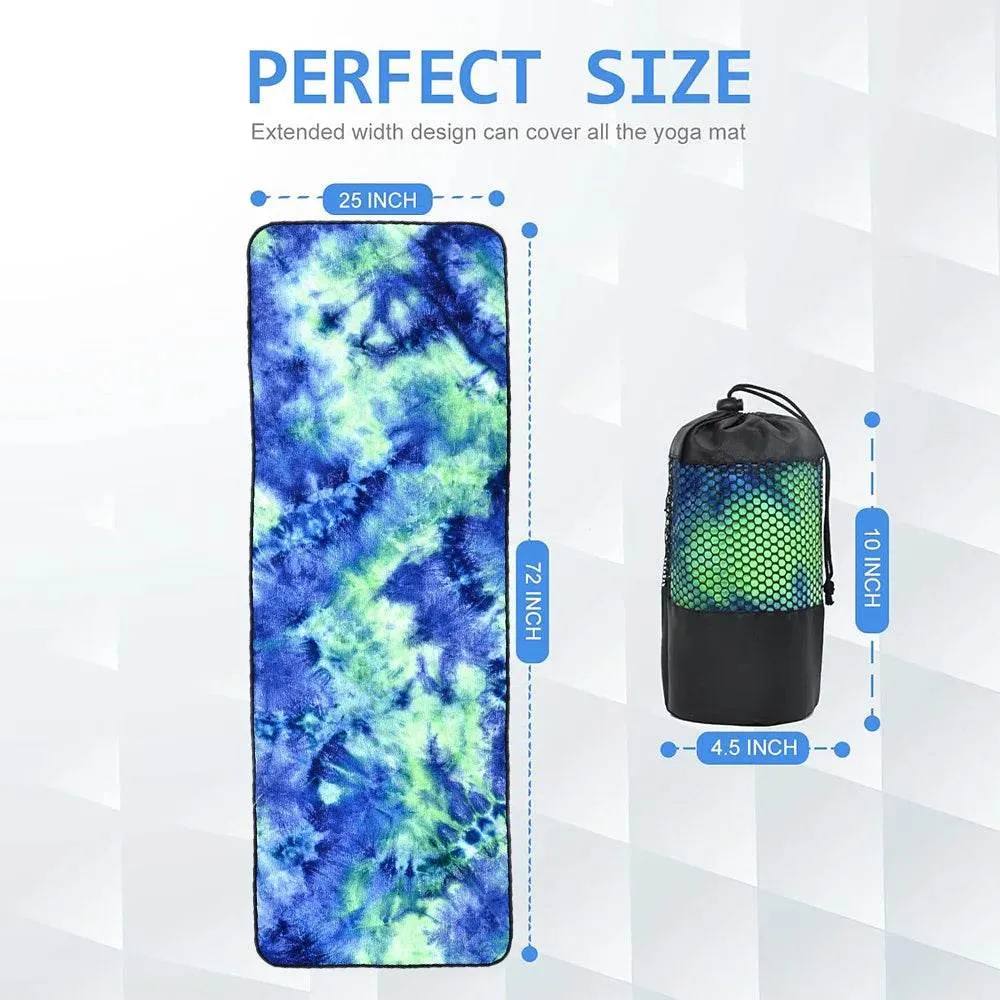Yoga Meditation Mat 72”×24”Non Slip Hot Yoga Towel Sweat Absorbent Yoga Mat