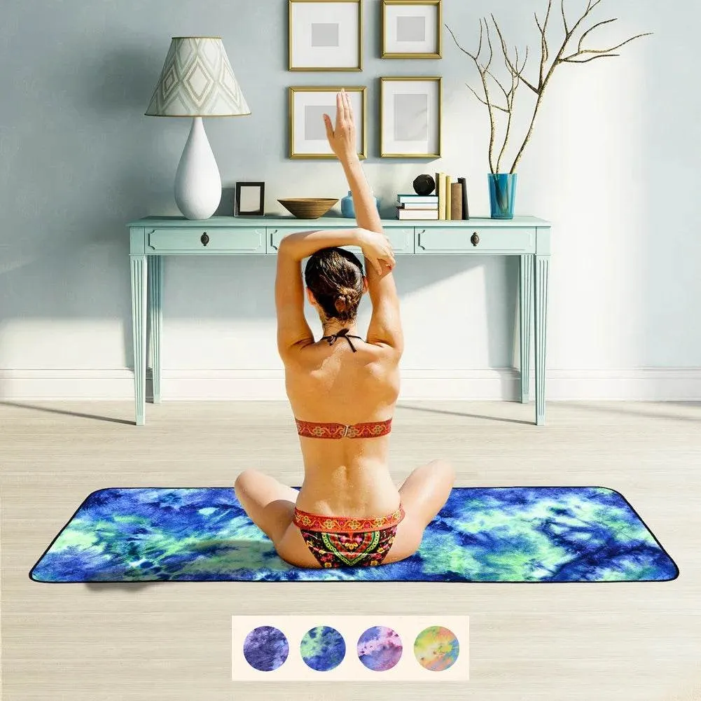 Yoga Meditation Mat 72”×24”Non Slip Hot Yoga Towel Sweat Absorbent Yoga Mat