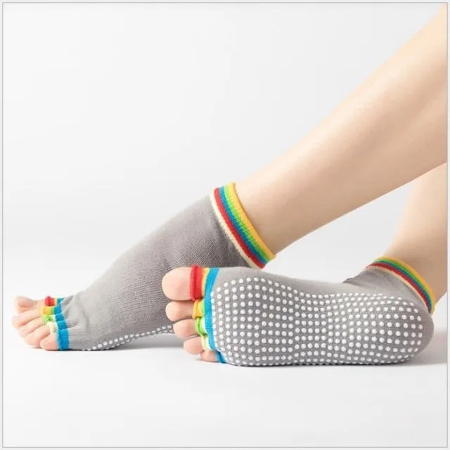 Yoga Toe Socks with Grips Pilates Women Toeless Socks for for Pilates Barre Fitness Non-slip Socks