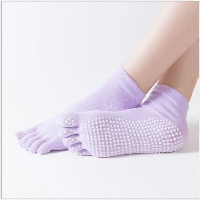 Yoga Toe Socks with Grips Pilates Women Toeless Socks for for Pilates Barre Fitness Non-slip Socks