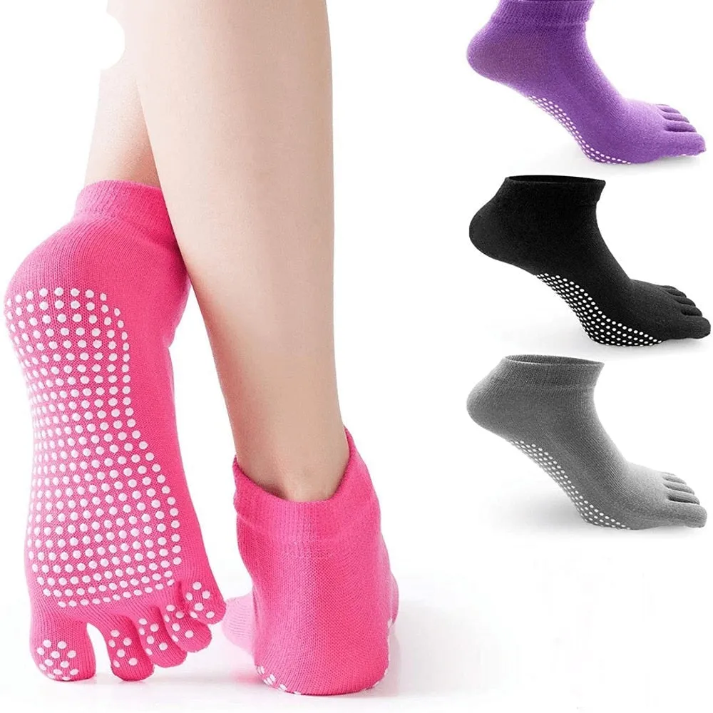 Yoga Toe Socks with Grips Pilates Women Toeless Socks for for Pilates Barre Fitness Non-slip Socks
