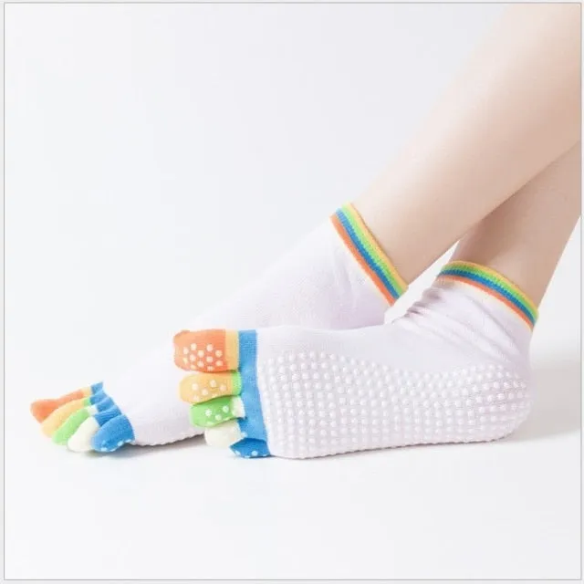 Yoga Toe Socks with Grips Pilates Women Toeless Socks for for Pilates Barre Fitness Non-slip Socks