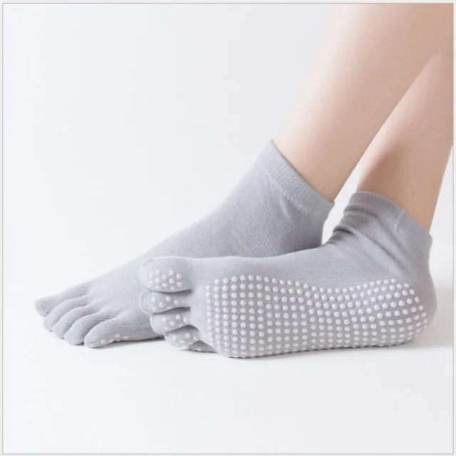 Yoga Toe Socks with Grips Pilates Women Toeless Socks for for Pilates Barre Fitness Non-slip Socks
