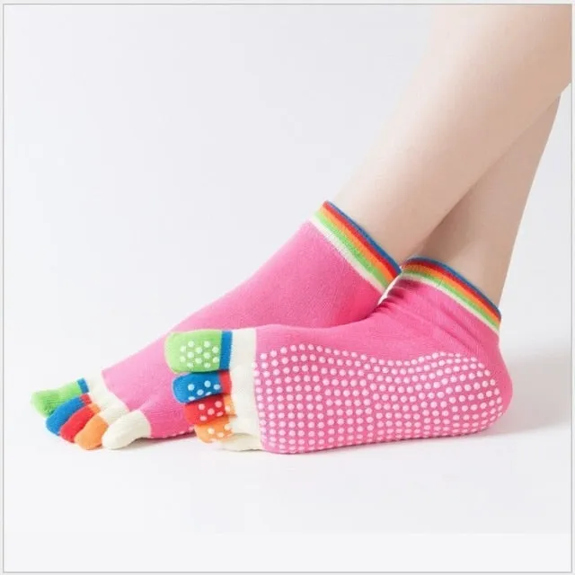 Yoga Toe Socks with Grips Pilates Women Toeless Socks for for Pilates Barre Fitness Non-slip Socks