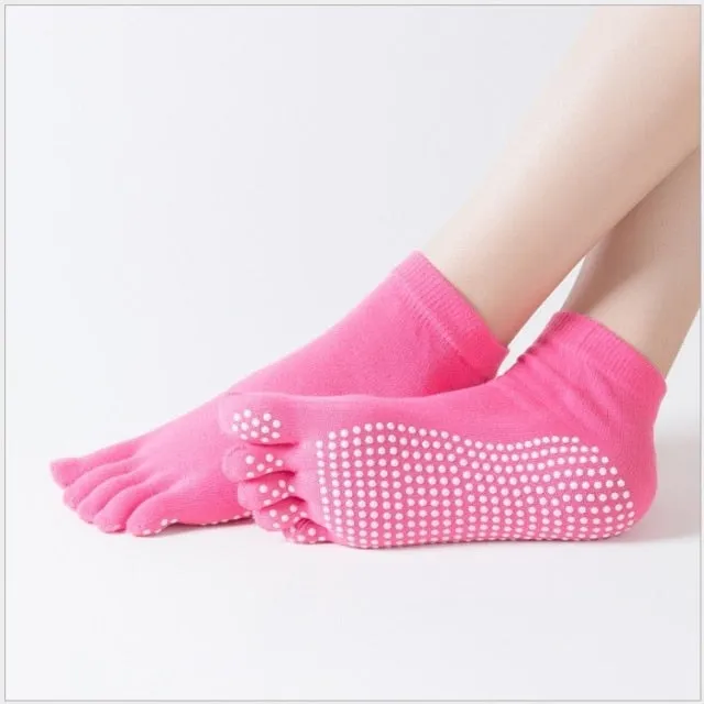 Yoga Toe Socks with Grips Pilates Women Toeless Socks for for Pilates Barre Fitness Non-slip Socks