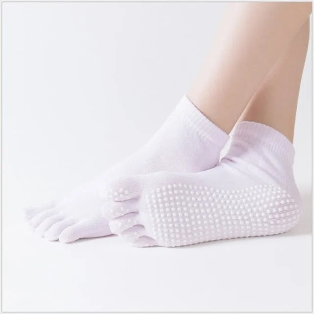 Yoga Toe Socks with Grips Pilates Women Toeless Socks for for Pilates Barre Fitness Non-slip Socks
