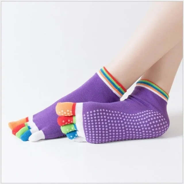 Yoga Toe Socks with Grips Pilates Women Toeless Socks for for Pilates Barre Fitness Non-slip Socks