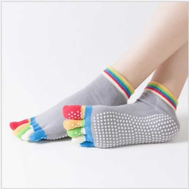 Yoga Toe Socks with Grips Pilates Women Toeless Socks for for Pilates Barre Fitness Non-slip Socks