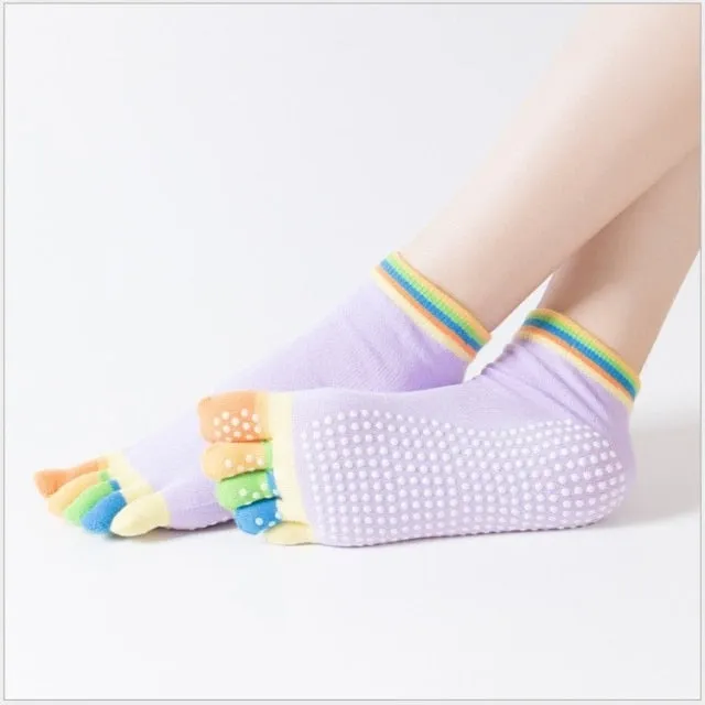 Yoga Toe Socks with Grips Pilates Women Toeless Socks for for Pilates Barre Fitness Non-slip Socks