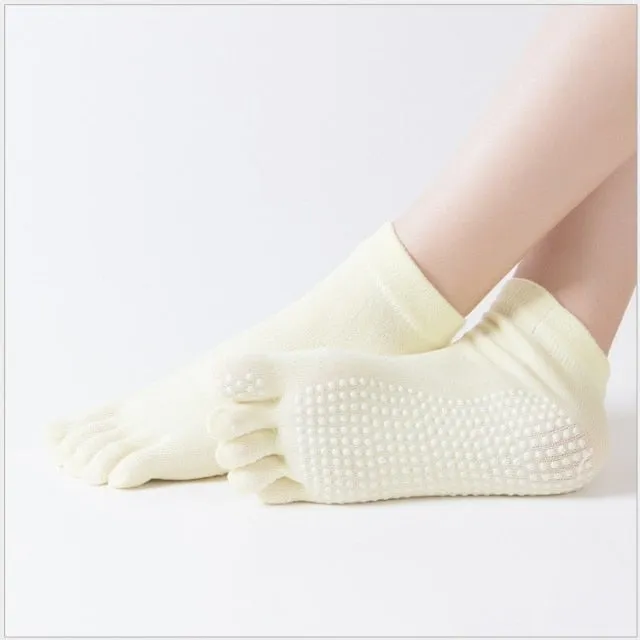 Yoga Toe Socks with Grips Pilates Women Toeless Socks for for Pilates Barre Fitness Non-slip Socks