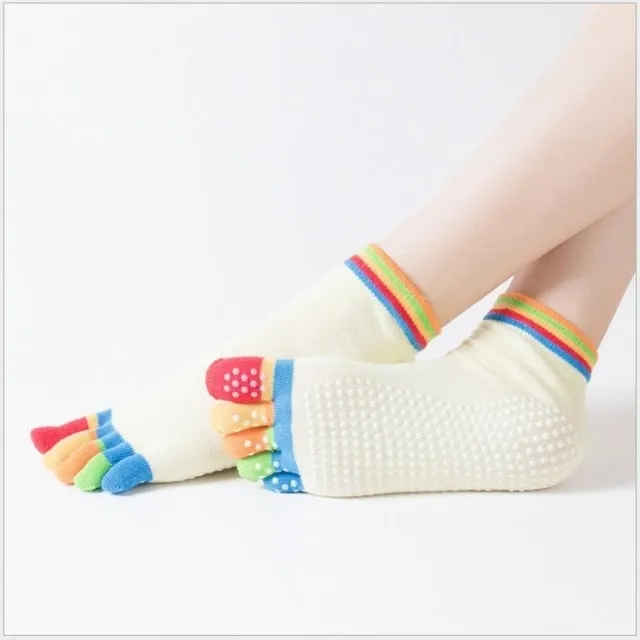 Yoga Toe Socks with Grips Pilates Women Toeless Socks for for Pilates Barre Fitness Non-slip Socks