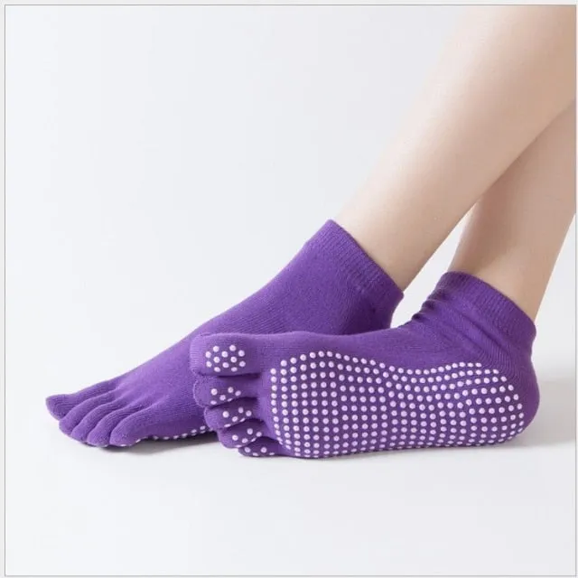 Yoga Toe Socks with Grips Pilates Women Toeless Socks for for Pilates Barre Fitness Non-slip Socks