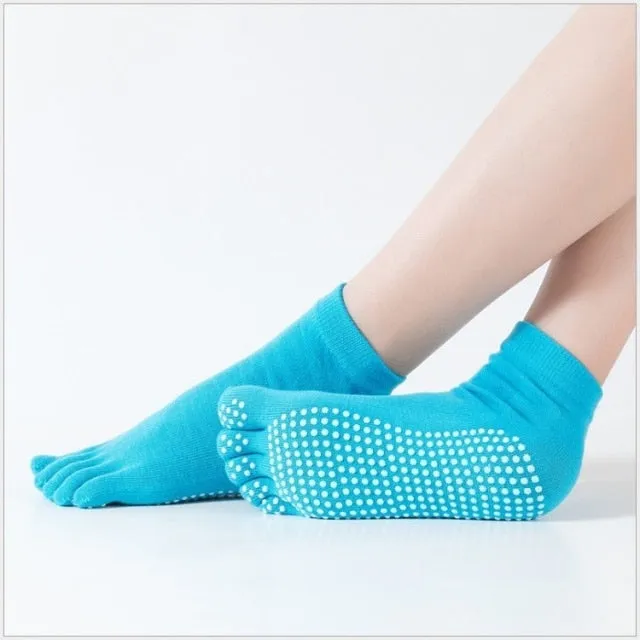 Yoga Toe Socks with Grips Pilates Women Toeless Socks for for Pilates Barre Fitness Non-slip Socks