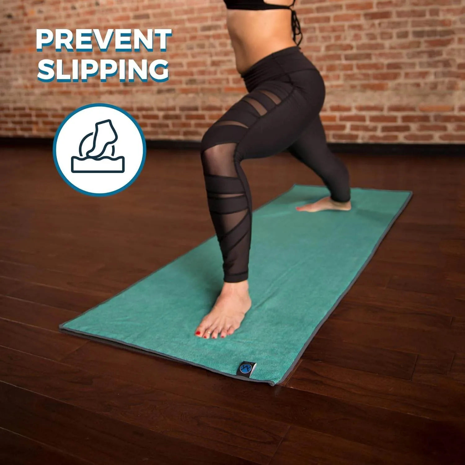 Youphoria Yoga Microfiber Towel Non-Slip Yoga Mat Towel - Hot Yoga Towel for Sweat & Grip... (Mint Towel/Gray Stitching)