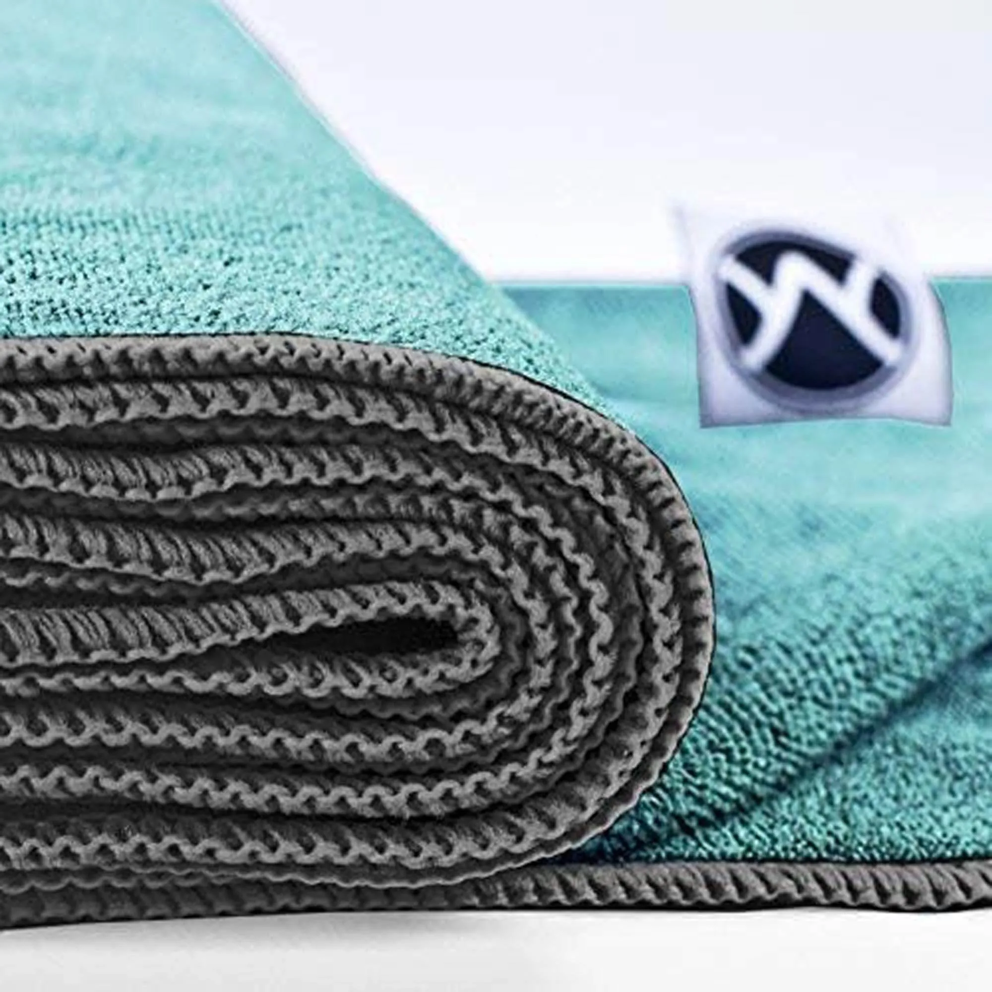 Youphoria Yoga Microfiber Towel Non-Slip Yoga Mat Towel - Hot Yoga Towel for Sweat & Grip... (Mint Towel/Gray Stitching)