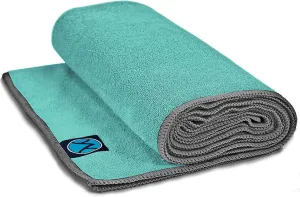 Youphoria Yoga Microfiber Towel Non-Slip Yoga Mat Towel - Hot Yoga Towel for Sweat & Grip... (Mint Towel/Gray Stitching)
