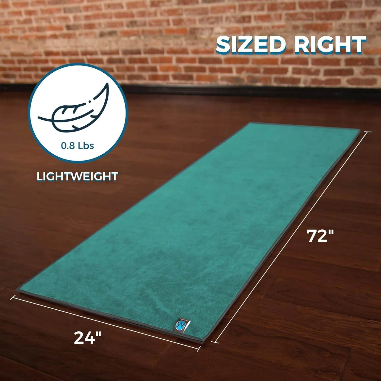 Youphoria Yoga Microfiber Towel Non-Slip Yoga Mat Towel - Hot Yoga Towel for Sweat & Grip... (Mint Towel/Gray Stitching)