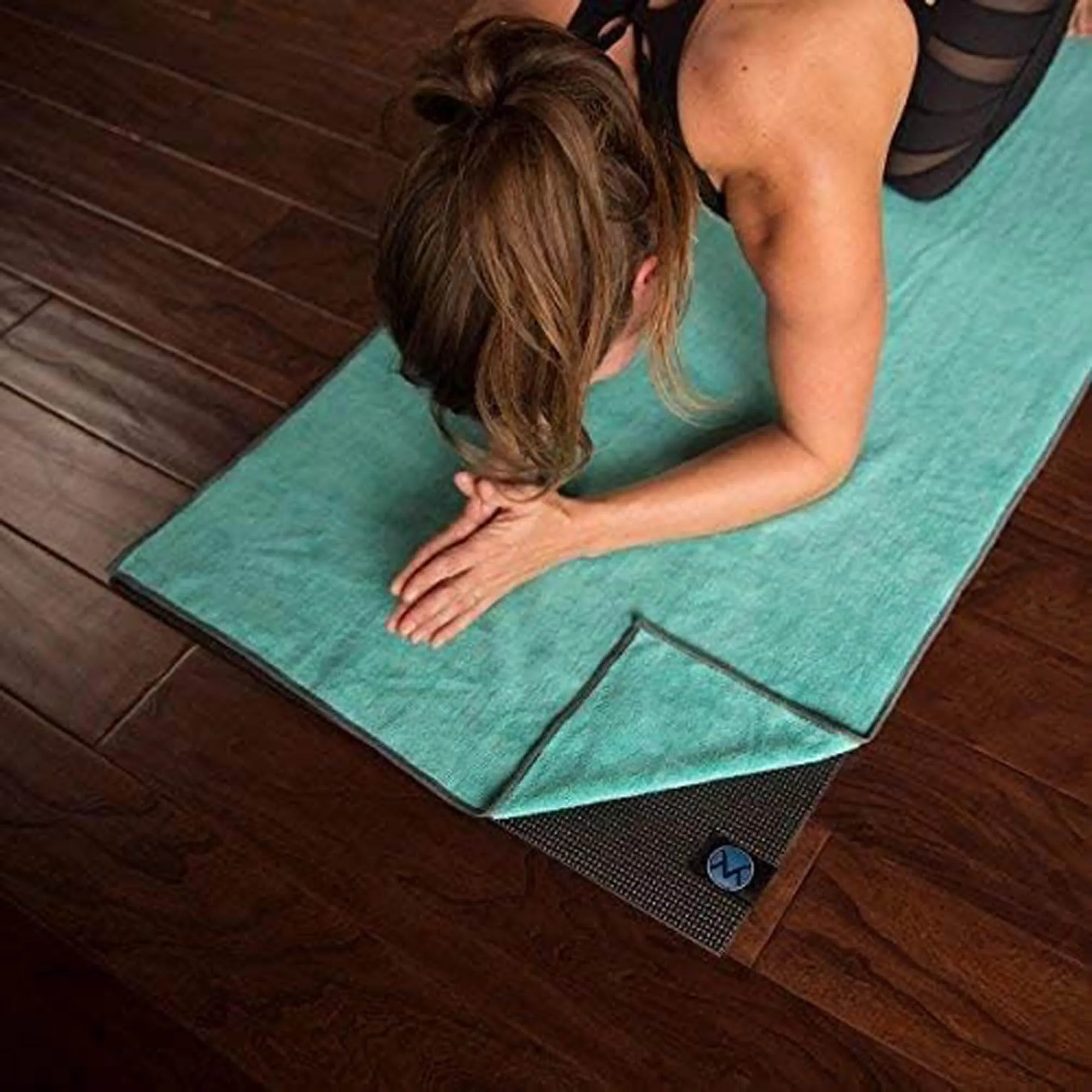 Youphoria Yoga Microfiber Towel Non-Slip Yoga Mat Towel - Hot Yoga Towel for Sweat & Grip... (Mint Towel/Gray Stitching)