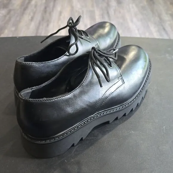 🐢 Zara Patent Leather Derby Platform Shoes